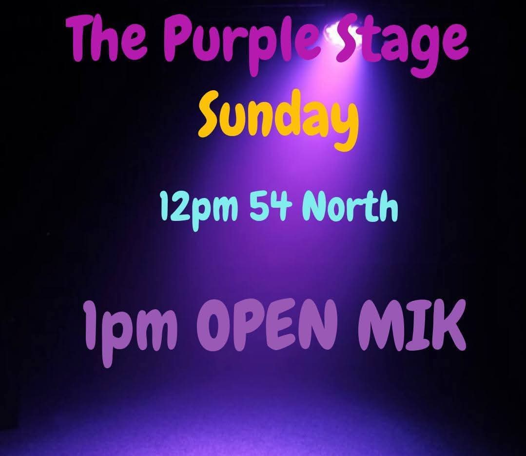 The Purple Stage Sunday schedule poster.